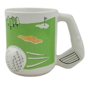 Vintage Emson 3D Golf Ceramic 16th Hole Coffee Cup Club Handle Novelty Gift